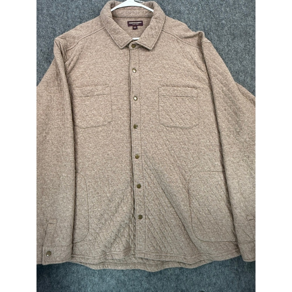 Johnston & Murphy Mens XXXL Tan Quilted Snap Front Shirt Jacket 074-05807